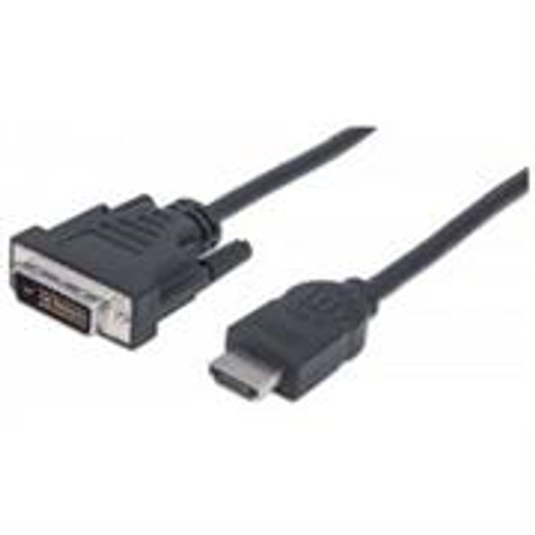 Manhattan HDMI Cable - HDMI Male to DVI-D 24+1 Male, Dual Link, Black, 1.8 m, Retail Box, Limited Lifetime Warranty