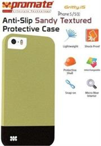 Promate Gritty-i5 iPhone 5 Anti-Slip Sandy finishing protective case for Iphone 5/5s Colour:Green Anti-Slip Sandy finishing with micro-fiber interior protective case for iPhone5/5S. Gritty.i5 for iPhone 5/5s is made of a high-quality anti-slip textur