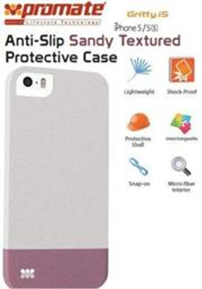 Promate Gritty-i5 iPhone 5 Anti-Slip Sandy finishing protective case for Iphone 5/5s Colour:White Anti-Slip Sandy finishing with micro-fiber interior protective case for iPhone5/5S. Gritty.i5 for iPhone 5/5s is made of a high-quality anti-slip textur