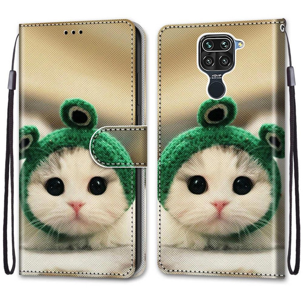 Xiaomi Redmi 10X 4G / Note 9 Coloured Drawing Cross Texture Horizontal Flip PU Leather Case with Holder & Card Slots & Wallet & Lanyard(Frog Kitten)