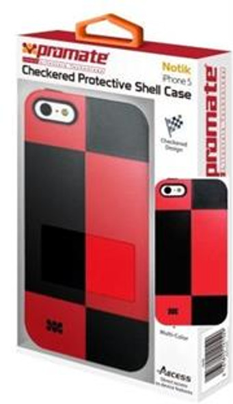 Promate Notik iPhone 5 Checkered Protective Shell Cover Colour: Red /Black Fashionably aimed, this UniQue checkered design protection case for iPhone 5 / 5s is in a class of its own. Complete with total protection, this cover provides a fresh look fo