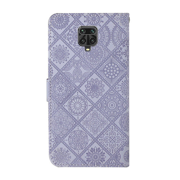 Xiaomi Redmi Note 9 Pro Ethnic Style Embossed Pattern Horizontal Flip Leather Case with Holder & Card Slots & Wallet & Lanyard(Purple)