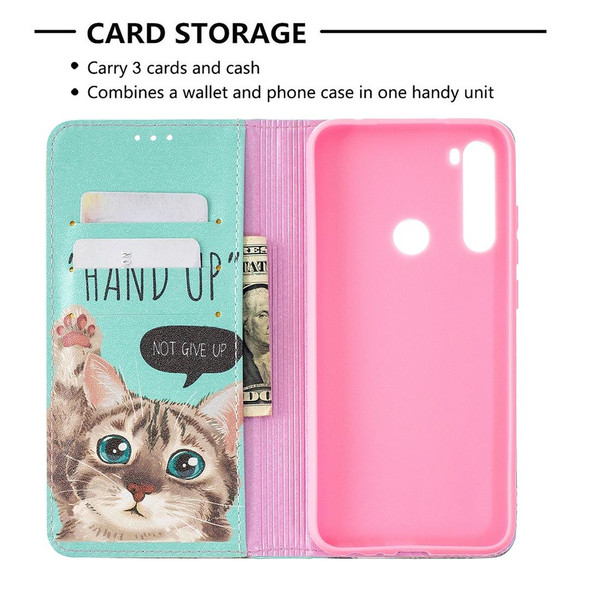 Xiaomi Redmi Note 8 Colored Drawing Pattern Invisible Magnetic Horizontal Flip PU Leather Case with Holder & Card Slots & Wallet(Cat)