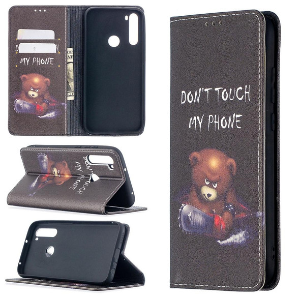 Xiaomi Redmi Note 8T Colored Drawing Pattern Invisible Magnetic Horizontal Flip PU Leather Case with Holder & Card Slots & Wallet(Bear)