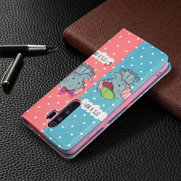 Xiaomi Redmi Note 8 Pro Colored Drawing Pattern Invisible Magnetic Horizontal Flip PU Leather Case with Holder & Card Slots & Wallet(Elephant)