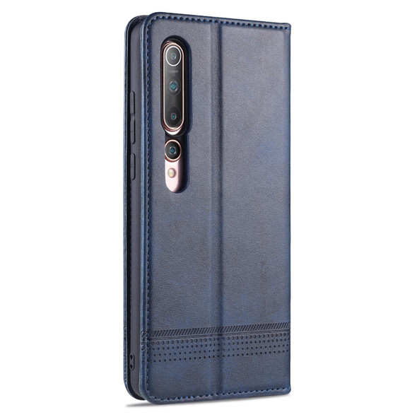 Xiaomi Mi 10 5G / 10 Pro 5G AZNS Magnetic Calf Texture Horizontal Flip Leather Case with Card Slots & Holder & Wallet(Dark Blue)