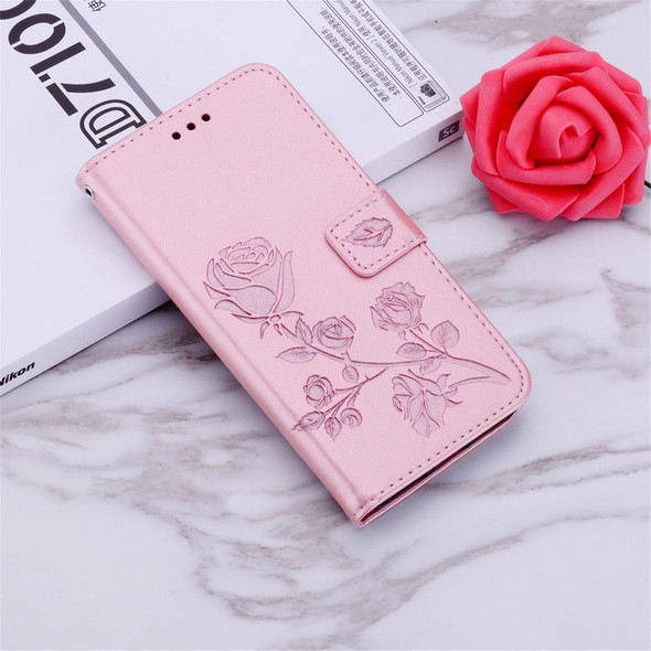 Xiaomi Redmi 9A Rose Embossed Horizontal Flip PU Leather Case with Holder & Card Slots & Wallet(Rose Gold)