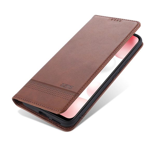 Xiaomi Mi 10 Lite AZNS Magnetic Calf Texture Horizontal Flip Leather Case with Card Slots & Holder & Wallet(Dark Brown)