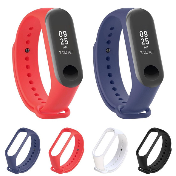 2 in 1 Silicone Watch Band with TPU Screen Film for Xiaomi Mi Band 3(Navy Blue)