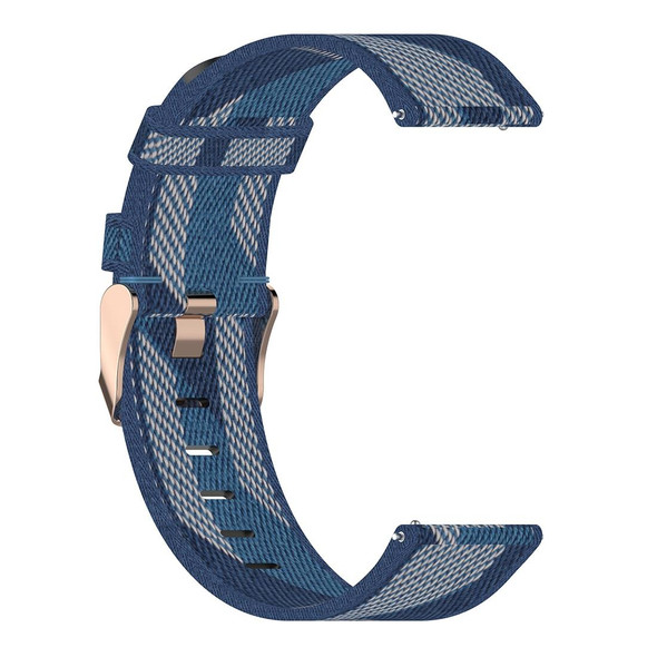 22mm Stripe Weave Nylon Wrist Strap Watch Band for Xiaomi Mi Watch Color, Garmin Vivoactive 4(Blue)