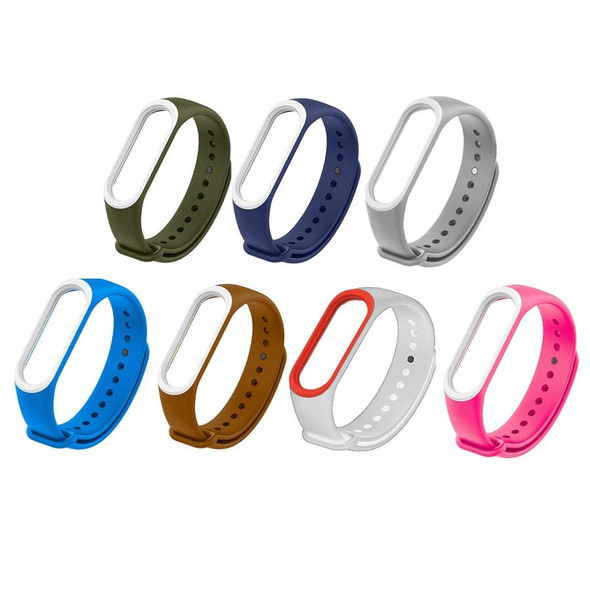 Colorful Silicone Watch Band for Xiaomi Mi Band 3 & 4 (Brown+White)