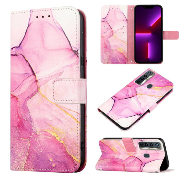 Tecno Camon 17 PT003 Marble Pattern Flip Leather Phone Case(Pink Purple Gold LS001)