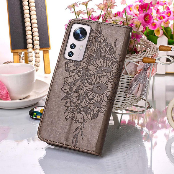 Xiaomi 12 Lite Embossed Butterfly Leather Phone Case(Grey)