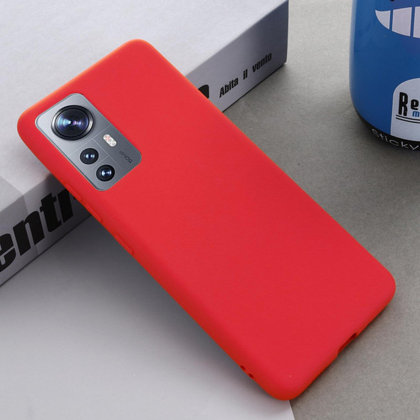 Xiaomi 12 / 12X Pure Color Liquid Silicone Phone Case(Red)