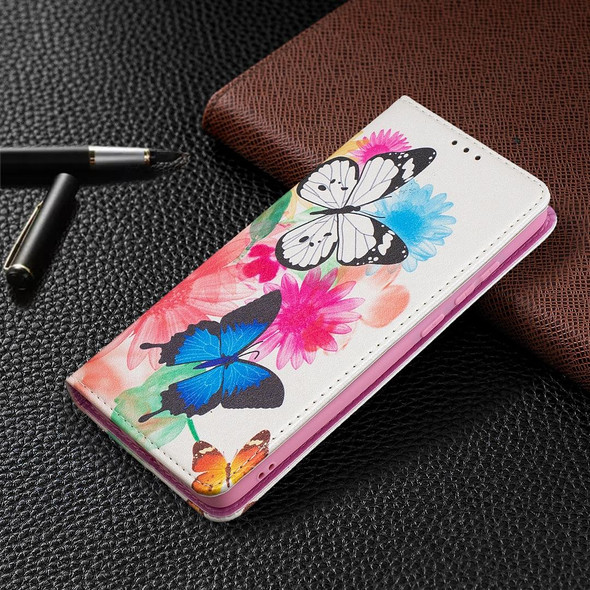 Xiaomi Redmi Note 8 Pro Colored Drawing Pattern Invisible Magnetic Horizontal Flip PU Leather Case with Holder & Card Slots & Wallet(Two Butterflies)