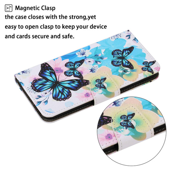 Xiaomi Redmi Note 8 Pro Coloured Drawing Pattern Horizontal Flip PU Leather Case with Holder & Card Slots & Wallet & Lanyard(Purple Butterfly)