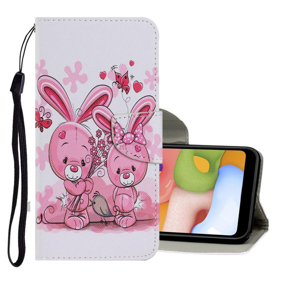 Xiaomi Redmi Note 8 Coloured Drawing Pattern Horizontal Flip PU Leather Case with Holder & Card Slots & Wallet & Lanyard(Cute Rabbit)
