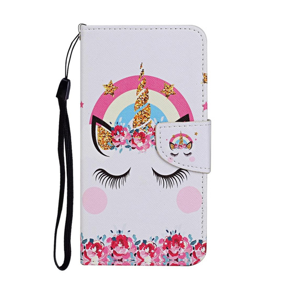 Vivo Y91C Colored Drawing Pattern Horizontal Flip Leather Case with Holder & Card Slots & Wallet(Crown Unicorn)
