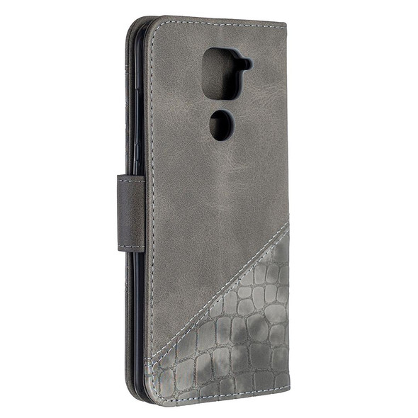 Xiaomi Redmi Note 9 Matching Color Crocodile Texture Horizontal Flip PU Leather Case with Wallet & Holder & Card Slots(Grey)