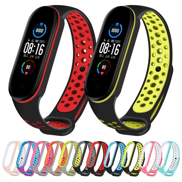 Xiaomi Mi Band 5 Two-tone Silicone Breathable Watch Band(Black Blue)