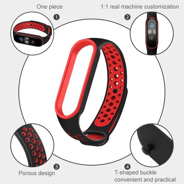 Xiaomi Mi Band 5 Two-tone Silicone Breathable Watch Band(Meat Powder White)