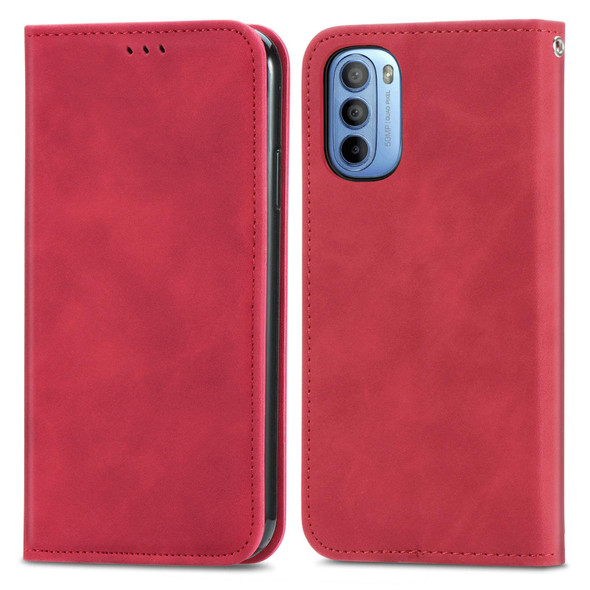 Motorola Moto G31 Retro Skin Feel Magnetic Horizontal Flip Leather Phone Case(Red)