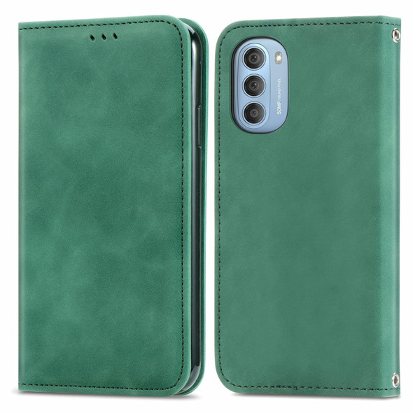 Motorola Moto G51 Retro Skin Feel Magnetic Horizontal Flip Leather Phone Case(Green)
