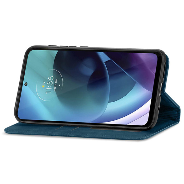 Motorola Moto G71 5G Retro Skin Feel Magnetic Horizontal Flip Leather Phone Case(Blue)