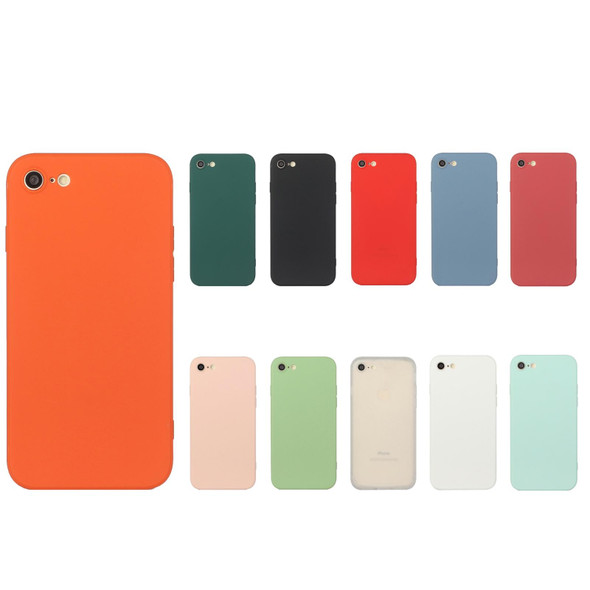 Straight Edge Solid Color TPU Shockproof Case - iPhone SE 2022 / SE 2020 / 8 / 7(Orange)