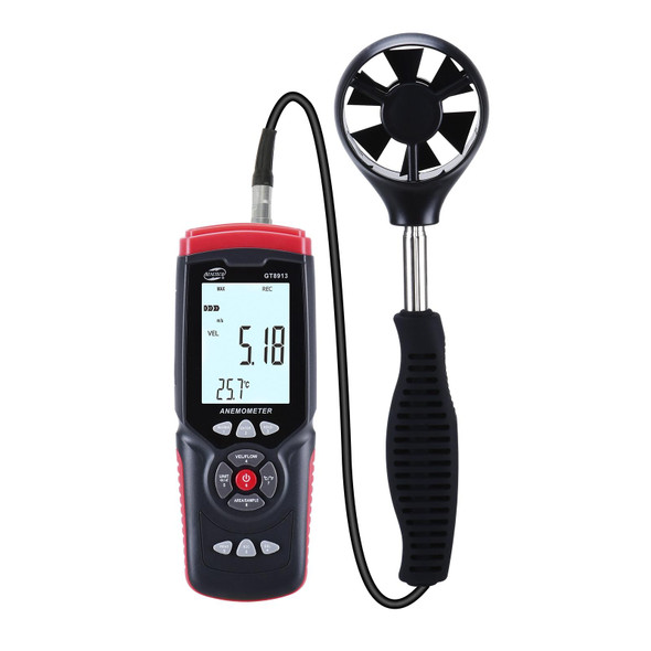 BENETECH GT8913 Handheld Digital LCD Hot Wire Anemometer, Battery Not Included