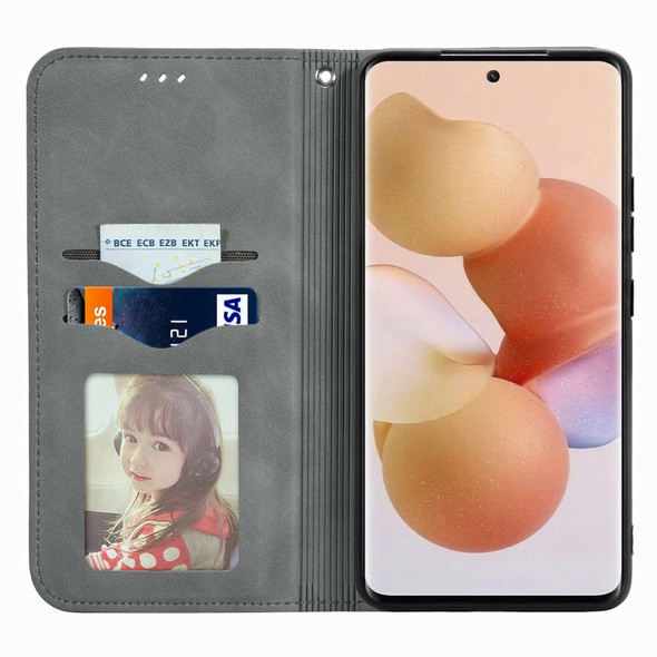 Xiaomi 12 Lite Retro Skin Feel Magnetic Leather Phone Case(Gray)