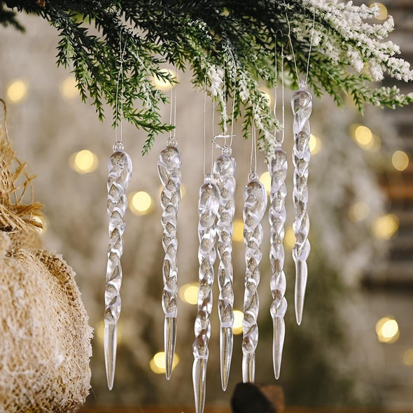 10 Bags Christmas Supplies Transparent Ice Bar Pendant Christmas Tree Decoration Thread Pendant