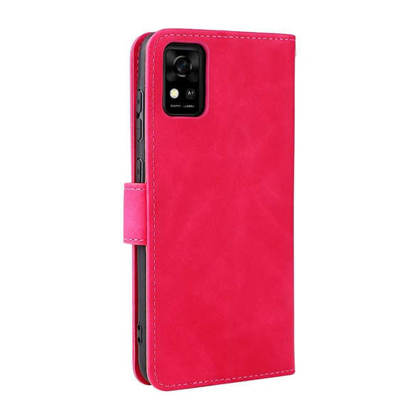 ZTE Blade A31 Solid Color Skin Feel Magnetic Buckle Horizontal Flip Calf Texture PU Leather Case with Holder & Card Slots & Wallet(Rose Red)