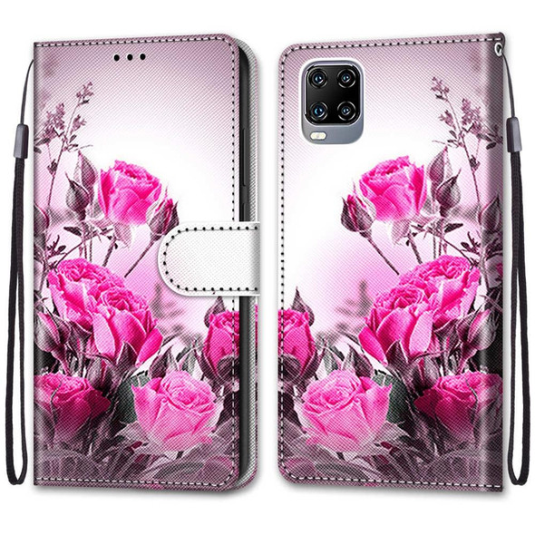 ZTE Axon 11 5G Coloured Drawing Cross Texture Horizontal Flip PU Leather Case with Holder & Card Slots & Wallet & Lanyard(Wild Rose)