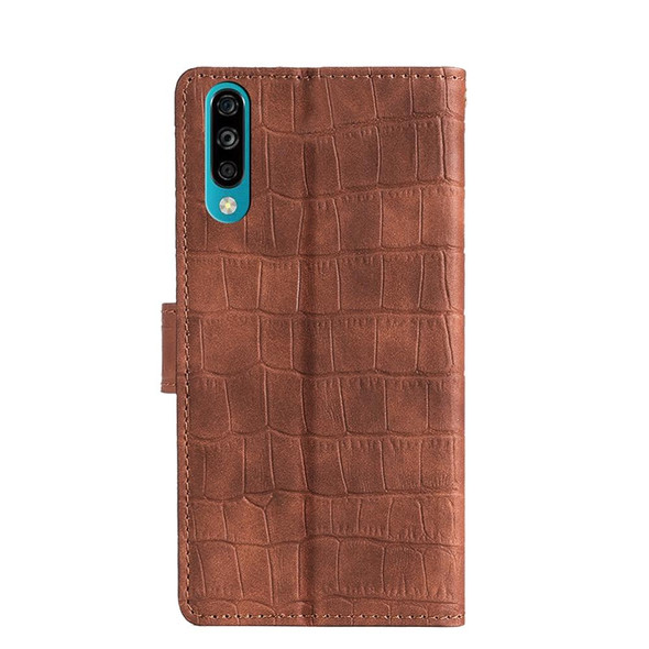 ZTE Blade A7 2020(no fingerprints) Skin Feel Crocodile Texture Magnetic Clasp PU Leather Phone Case(Brown)