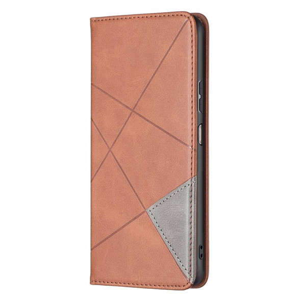 ZTE Blade A71 Prismatic Invisible Magnetic Leather Phone Case(Brown)