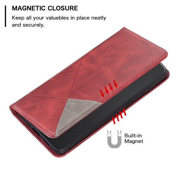 ZTE Blade A71 Prismatic Invisible Magnetic Leather Phone Case(Red)