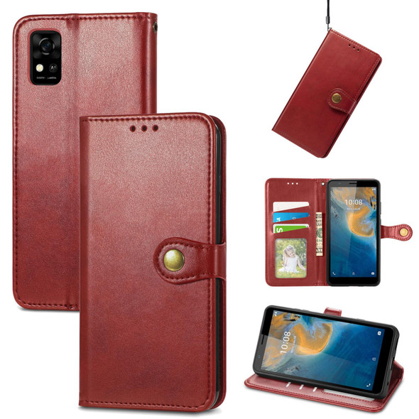 ZTE Blade A31 Solid Color Leather Buckle Phone Case(Red)