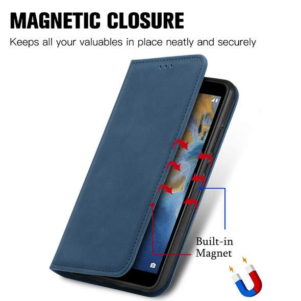 ZTE Blade A31 Retro Skin Feel Magnetic Horizontal Flip Leather Phone Case(Blue)