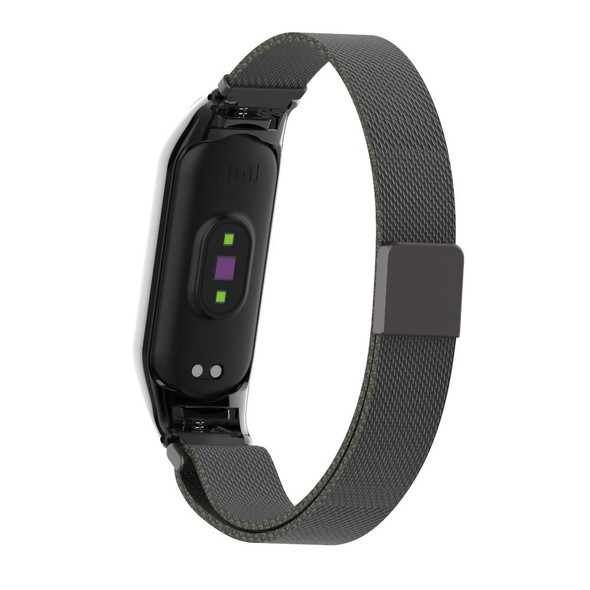 Xiaomi Mi Band 5 Milano Solid Color Magnetic Stainless Steel Watch Band(Black)