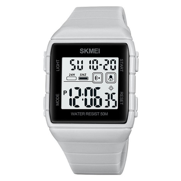 SKMEI 1960 Stainless Steel Buckle Silicone Strap Waterproof Electronic Watch(Light Grey)