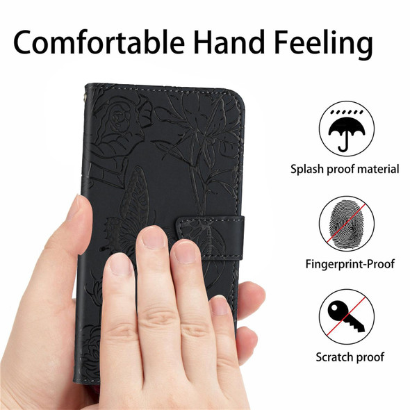 Asus Smartphone for Snapdragon Insiders Skin Feel Butterfly Peony Embossed Leatherette Phone Case(Black)