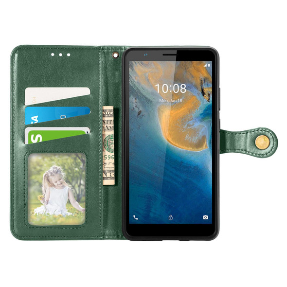 ZTE Blade A31 Solid Color Leather Buckle Phone Case(Green)