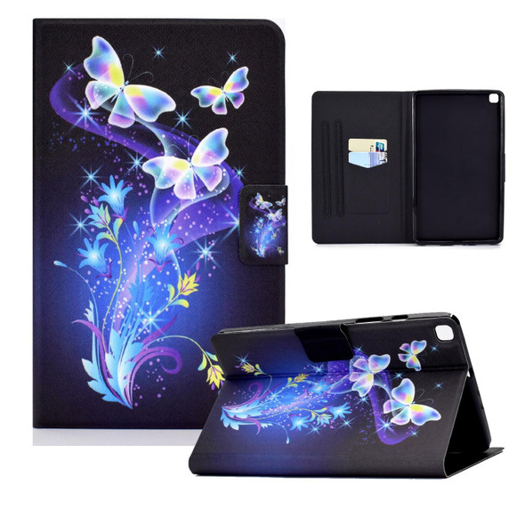 Samsung Galaxy Tab A 10.1 (2019) T510 Electric Pressed TPU Colored Drawing Horizontal Flip Leather Case with Holder & Pen Slot(Butterflies Flower)