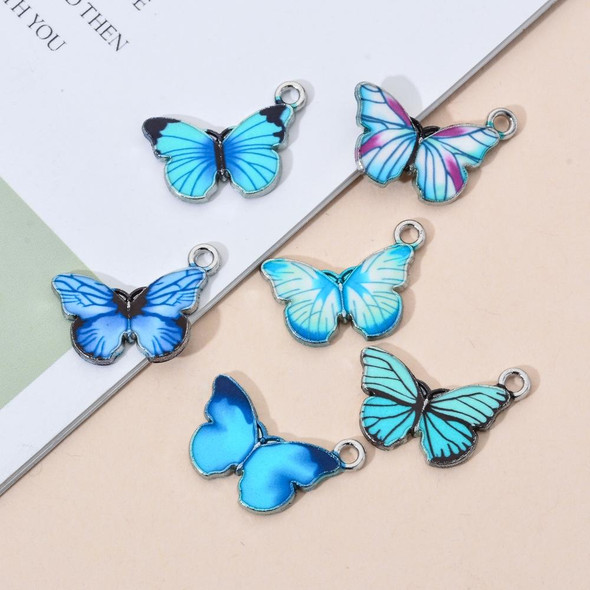 20 PCS Butterfly Charms Earrings Necklace Bracelet Accessories DIY Material(Transparent Blue)