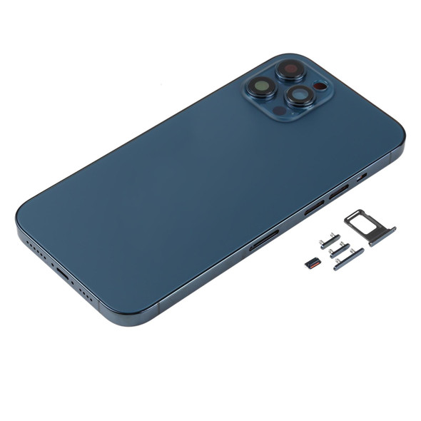 Back Housing Cover with SIM Card Tray & Side keys & Camera Lens for iPhone 12 Pro Max(Blue)