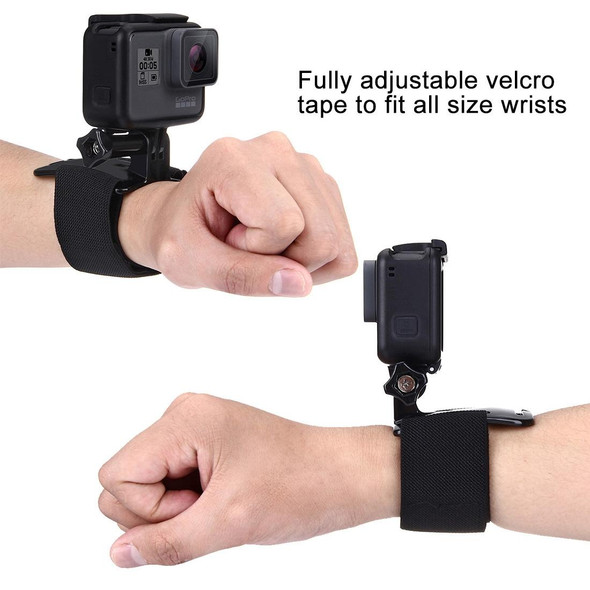 PULUZ Adjustable Wrist Strap Mount for GoPro HERO10 Black / HERO9 Black / HERO8 Black / HERO7 /6 /5 /5 Session /4 Session /4 /3+ /3 /2 /1, Insta360 ONE R, DJI Osmo Action and Other Action Cameras, St