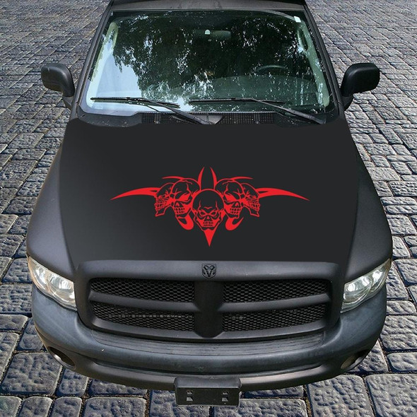 D-299 Skull Pattern Car Modified Hood Decorative Sticker(Red)