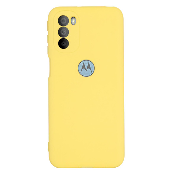 Motorola Moto G51 5G Pure Color Liquid Silicone Shockproof Full Coverage Phone Case(Yellow)
