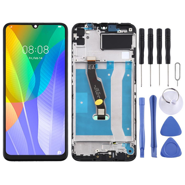 LCD Screen and Digitizer Full Assembly with Frame for Huawei Y6p (Black)